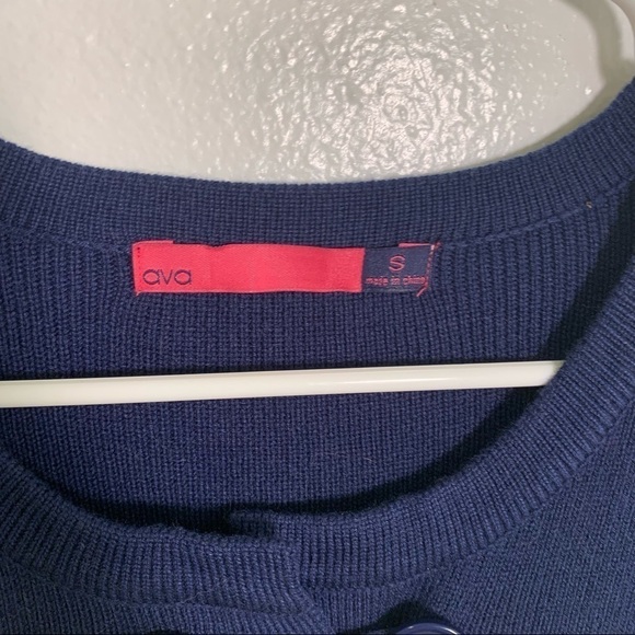 Ava Duster Cardigan Navy Cream Colorblock Stripe - Picture 6 of 10